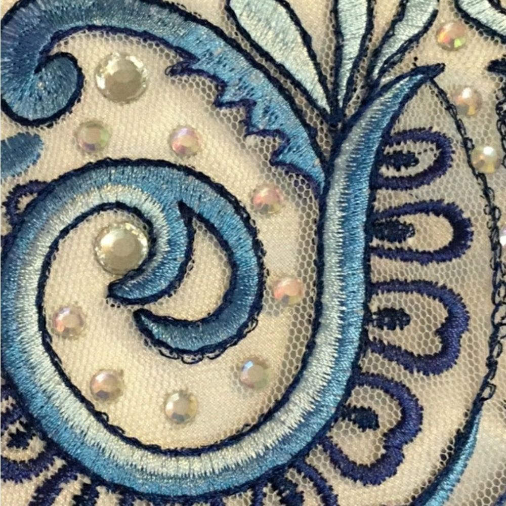 Embroidered Hugh Neck Chiffon Gown Xscape - Picture 3 of 8